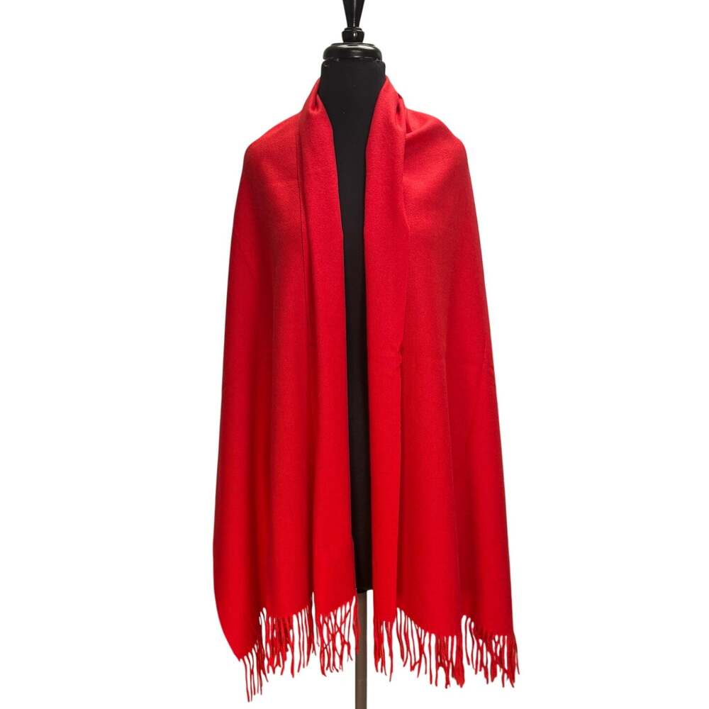 Gruns Collection Red Oversized Fringe Wrap Scarf Shawl NWT Soft 26x72